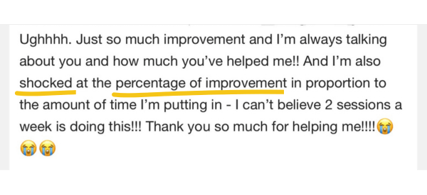 This image is a testimonial for custom workouts for women.